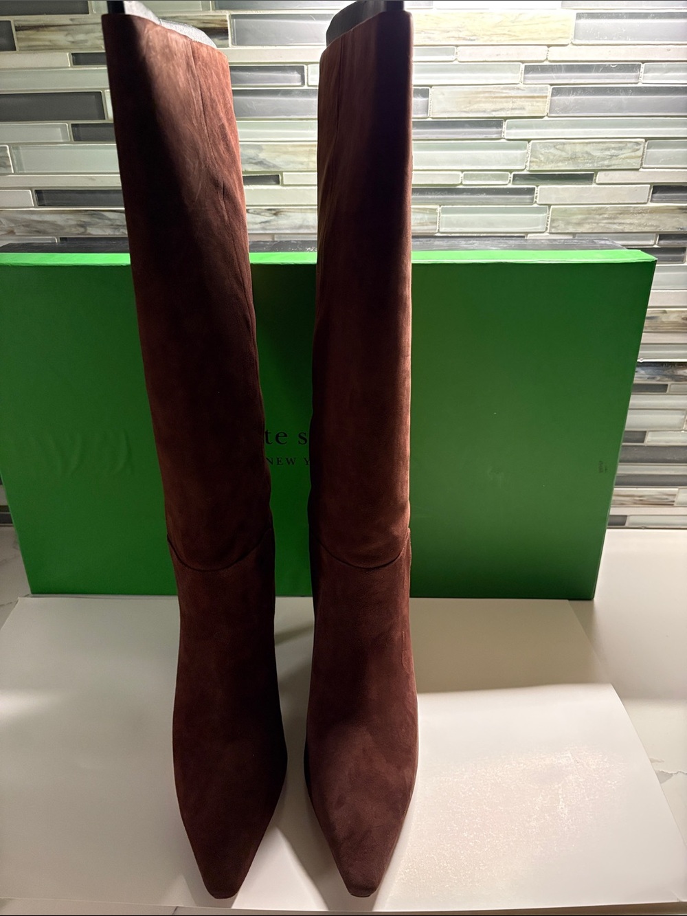 Kate Spade Adele Tall Suede Boots in Hot Fudge Brown